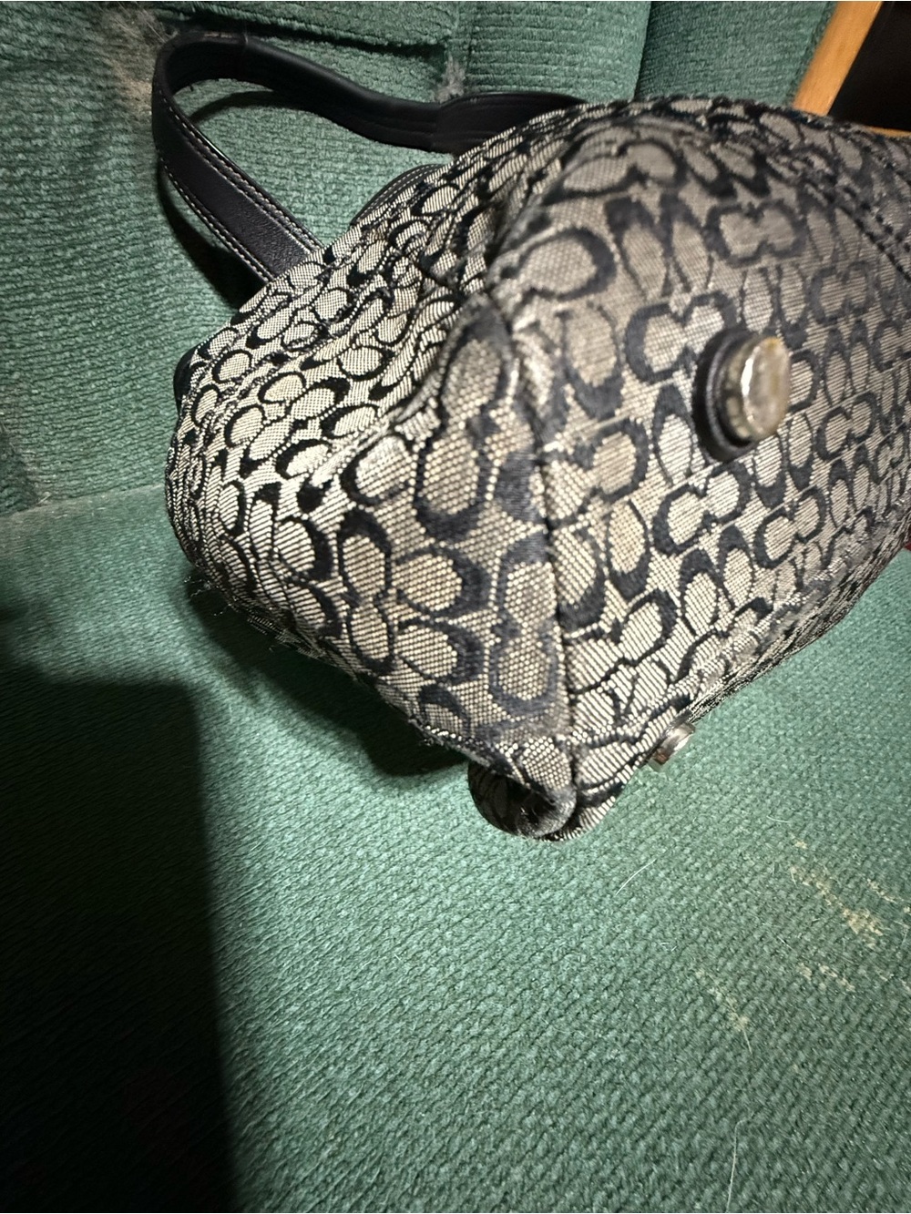 COACH Some Rehab Needed Vintage Soho Signature Jacquard Flap Satchel Black/Grey - Picture 15 of 16